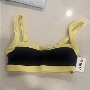 FORM Yellow and Navy Sports Bra Top